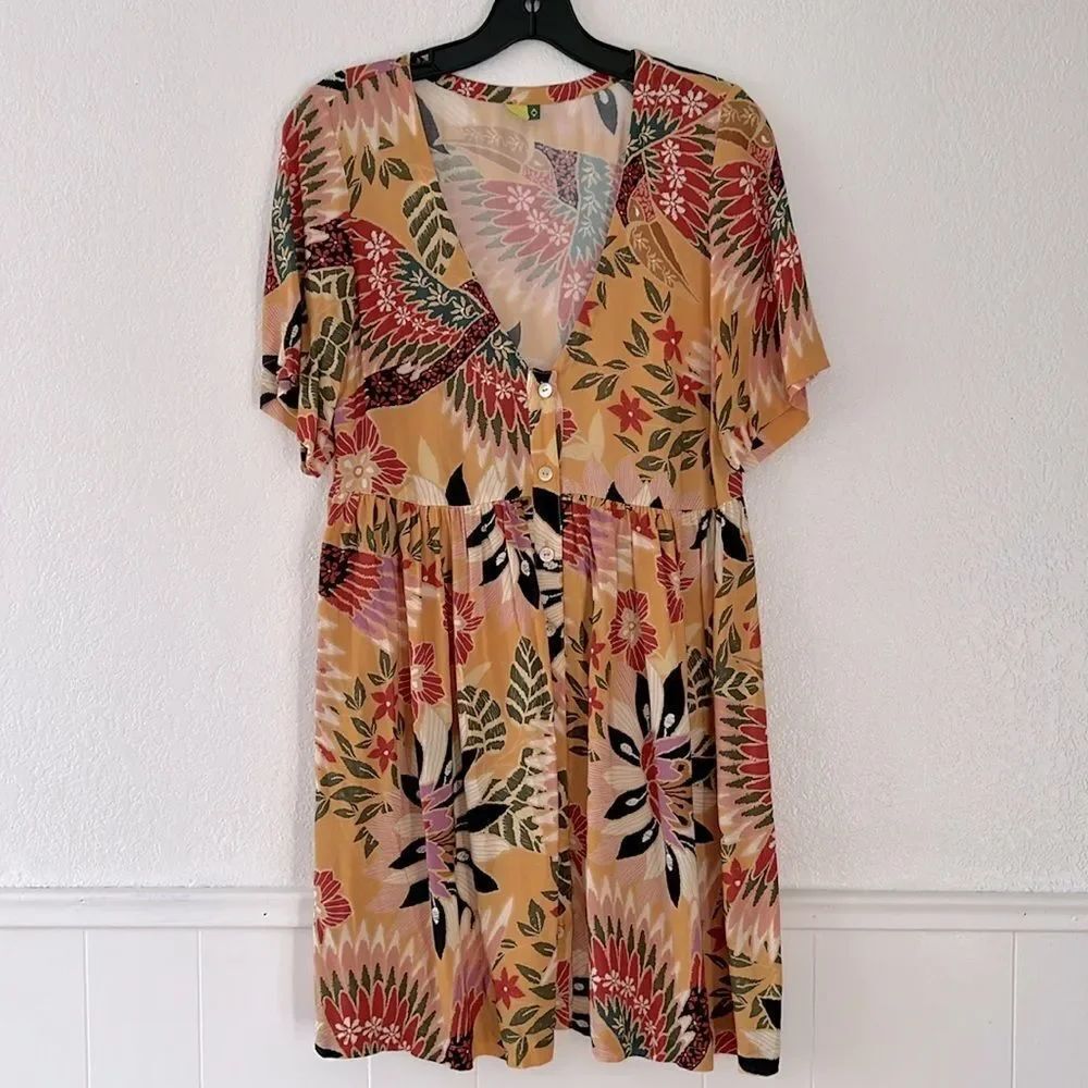 Farm Rio multi color print baby doll dress S